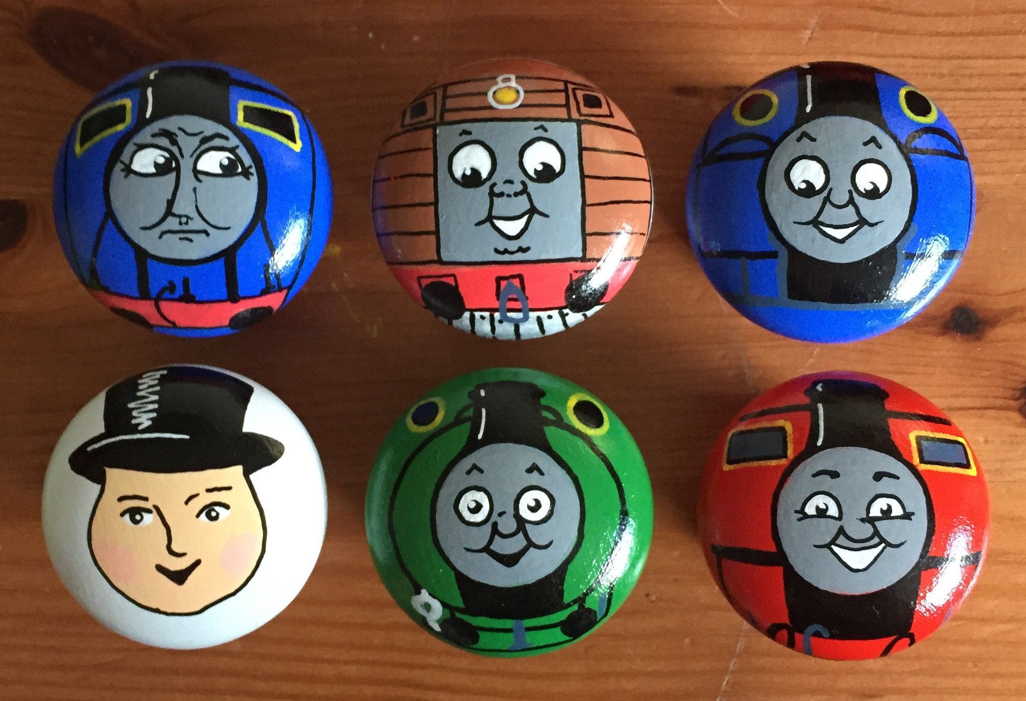 2088x1426 Thomas The Tank Engine Inspired 40mm Hand Painted Drawer Door - Thomas The Train Painting