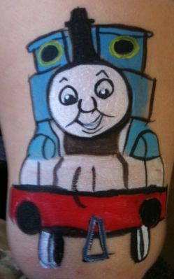 249x399 Train face painting Facepainting Cheek Art - Thomas The Train Painting