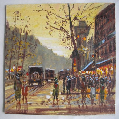 500x500 Miniature Oil Painting Signed Anne Thompson (Canadian) Paris - Thompson Oil Painting