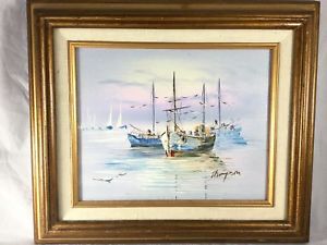 300x225 Original Oil Painting Signed Judy Thompson Florida Nautical - Thompson Oil Painting