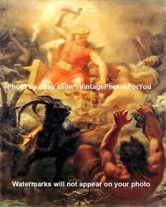 240x300 Old Antique Vintage Norse God Thor Hammer Chariot Painting Wall - Thor Norse Painting