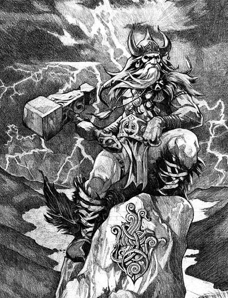 453x594 Thor, God Of Thunder Viking Norse Myth Legend Norse Mythology - Thor Norse Painting