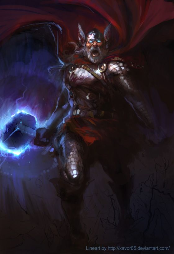 560x817 Thor Painted By Agnidevi. In Norse Mythology, Thor Is The Thunder - Thor Norse Painting