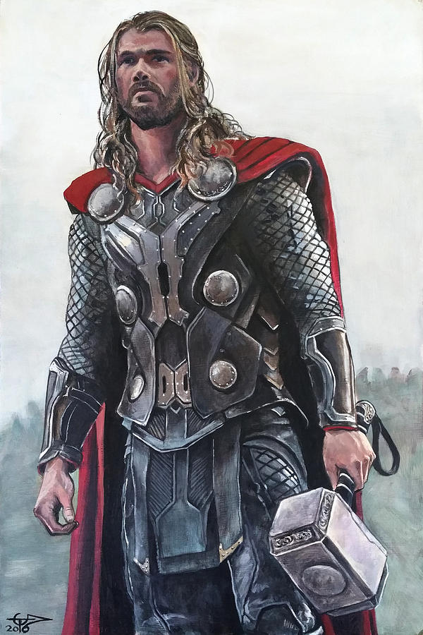 600x900 Thor The Thunder God Painting By Tom Carlton - Thor Painting
