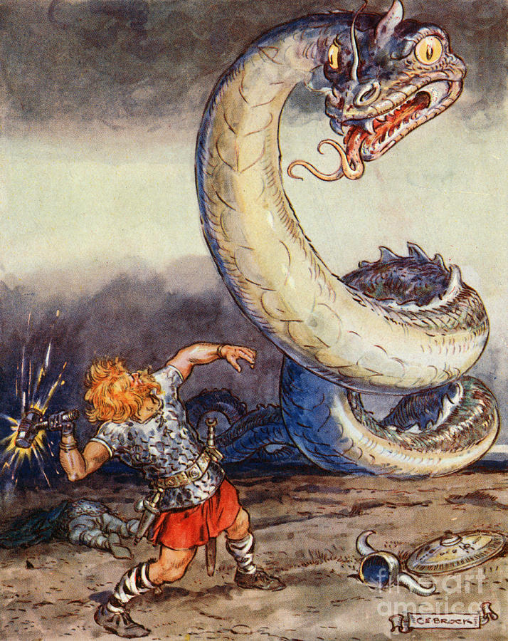 714x900 Thor Went Forth Against Jormungand Painting By Charles Edmund Brock - Thor Painting