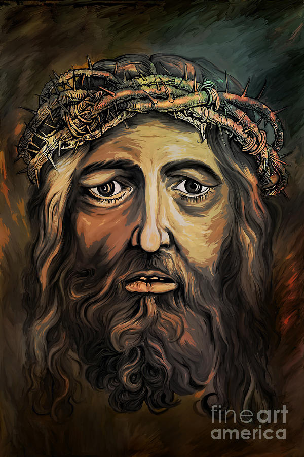 600x900 Christ With Thorn Crown. Painting By Andrzej Szczerski - Thorn Painting