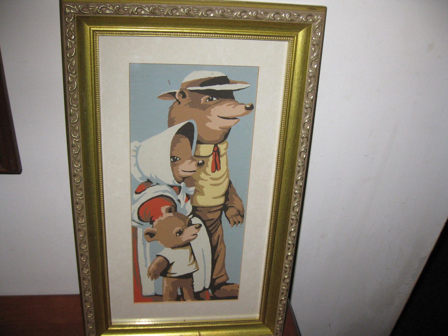 1500x1125 Three Bears Painting Antique Paint By Number Papa Bear, Mama Bear - Three Bears Painting