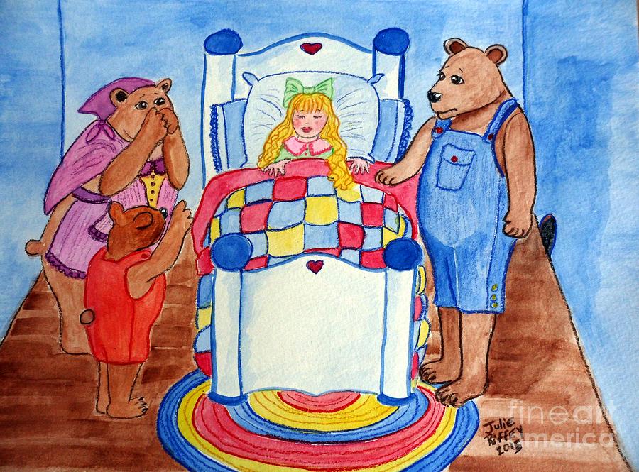900x665 The Three Bears And Goldilocks Painting By Julie Brugh Riffey - Three Bears Painting