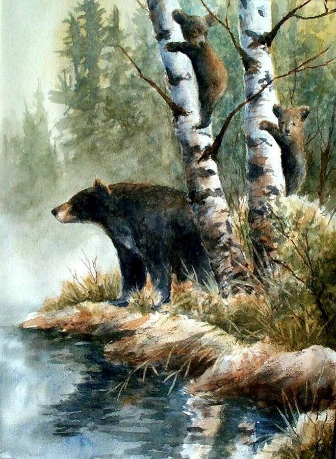 659x900 Three Bears Painting By Robert Stump - Three Bears Painting