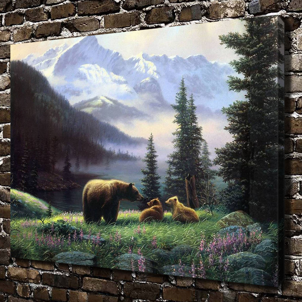 1000x1000 Z4080 The Three Bears In The Forest Animal , Hd Canvas Print Home - Three Bears Painting