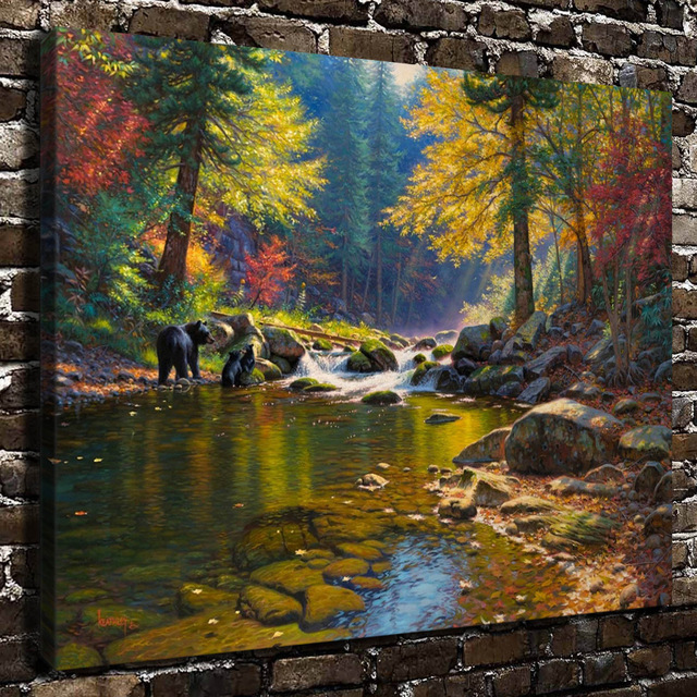 640x640 Z4090 The Three Bears In The Forest Animal , Hd Canvas Print Home - Three Bears Painting