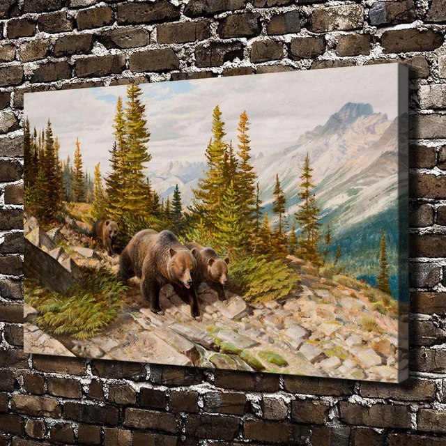 640x640 C X615 The Three Bears In The Forest Animal , Hd Canvas Print Home - Three Bears Painting