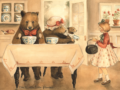 400x300 Goldilocks And The Three Bears By Gretchen Ellen Powers - Three Bears Painting
