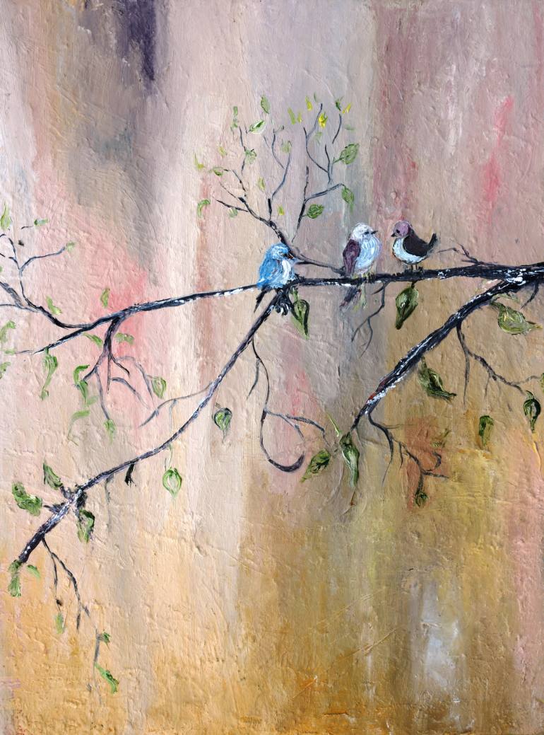 770x1039 Saatchi Art Three Birds Painting By Evelina Popilian - Three Birds Painting