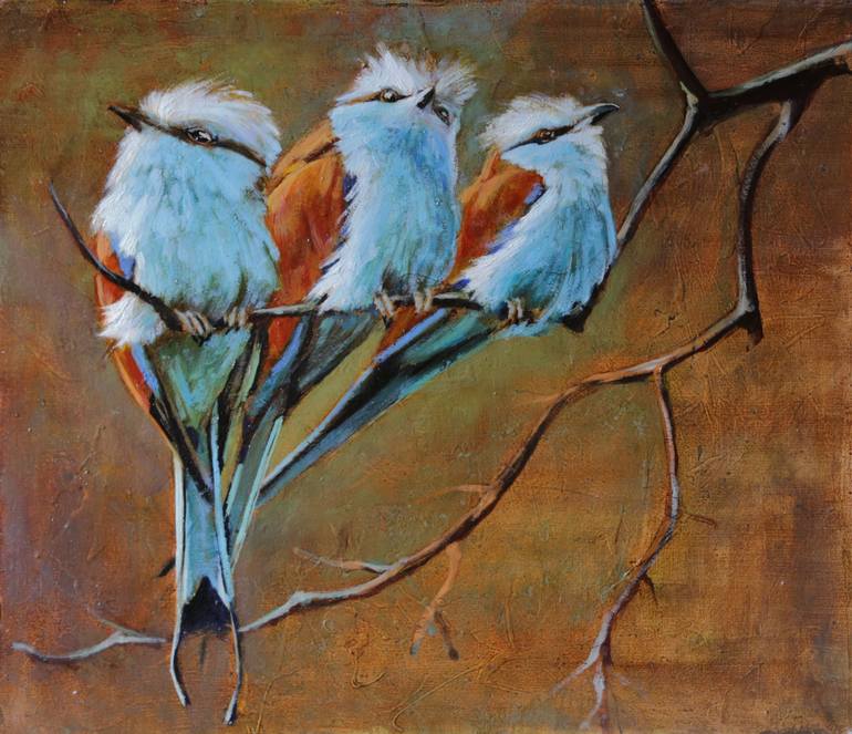 770x663 Saatchi Art Three Birds Painting By Aramayis Aslanyan - Three Birds Painting