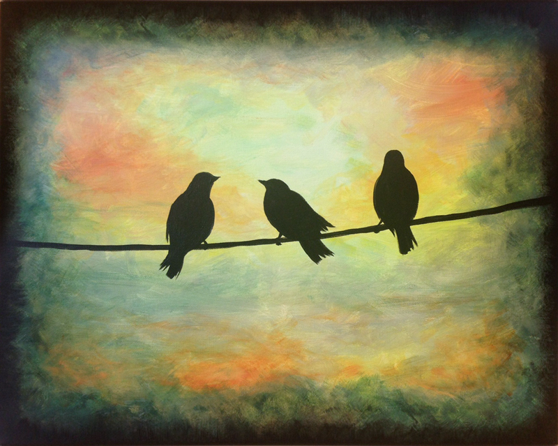 800x639 Three Little Birds - Three Birds Painting