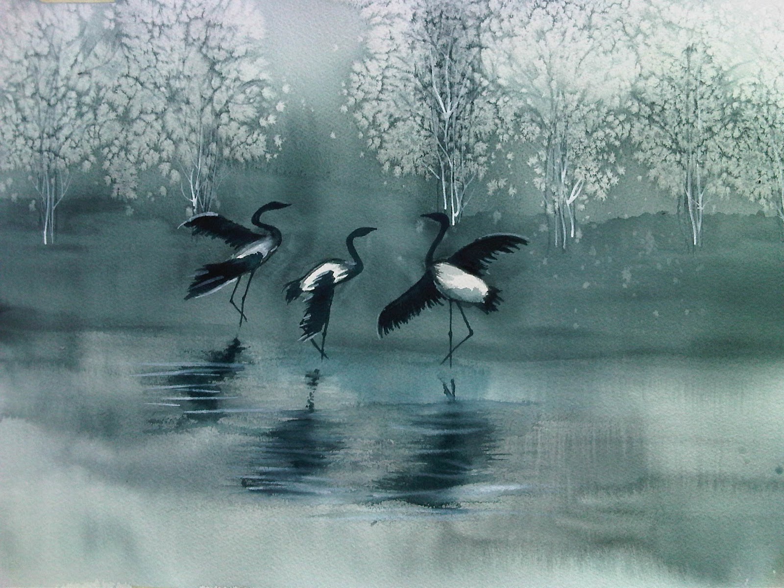 1600x1200 Yessi Moeslichan Haryanda The Three Birds - Three Birds Painting