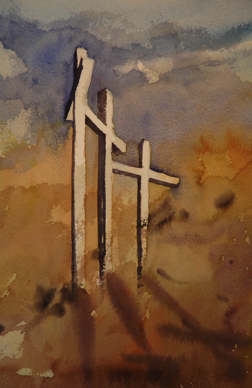 832x1280 Three Crosses Jeff L Good Art - Three Crosses Painting