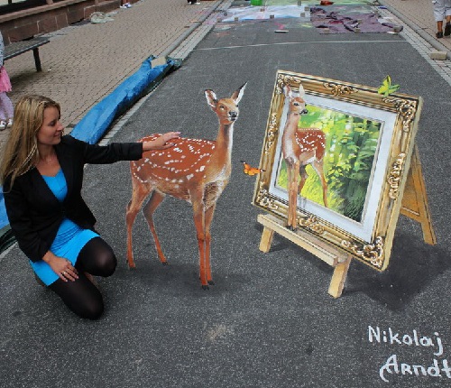 500x430 Bamby. Realistic Three Dimensional Street Art Painting. Artist - Three Dimensional Painting