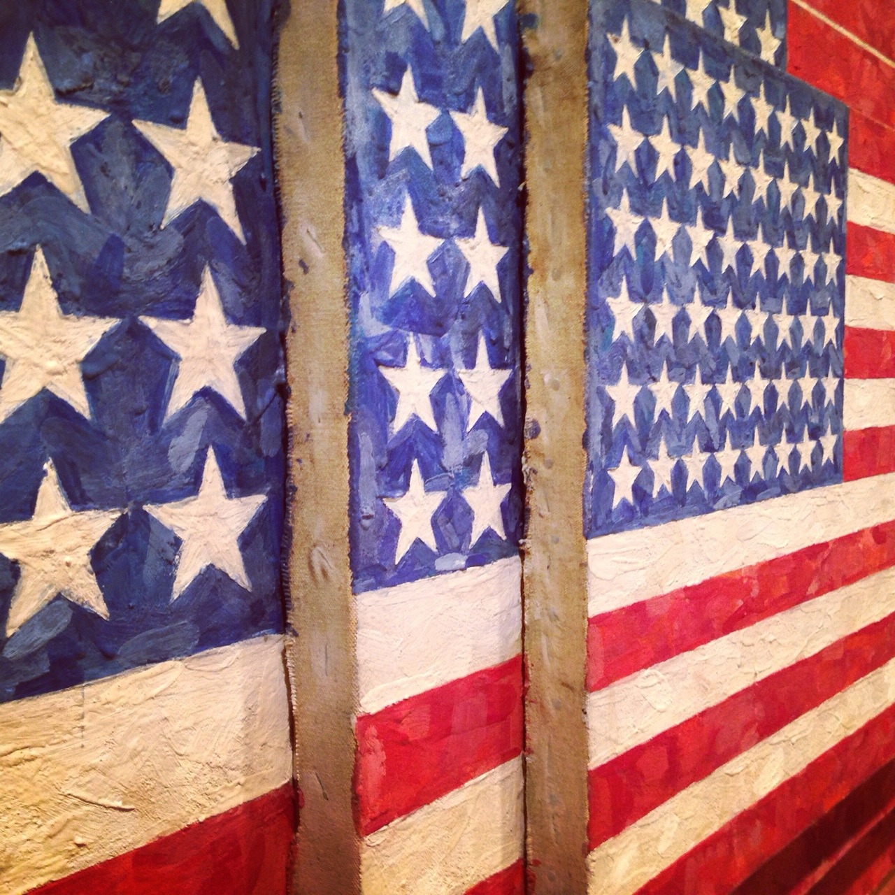 1280x1280 Nice Side View Of Jasper Johns's Three Flags (1958) Via Wolfiiee - Three Flags Painting