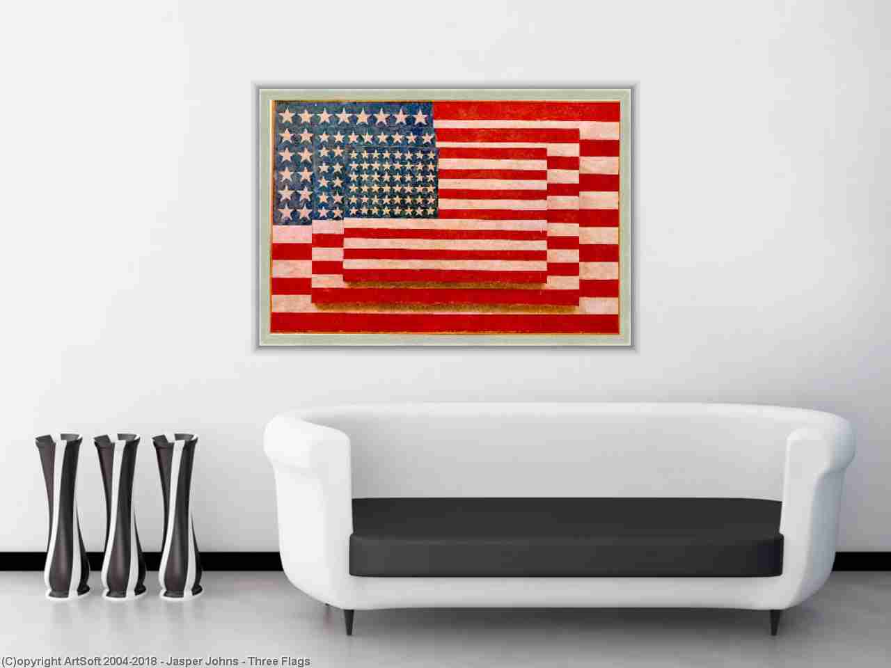 1280x960 Three Flags By Jasper Johns - Three Flags Painting