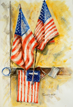 294x432 Three Flagsoriginal Painting - Three Flags Painting