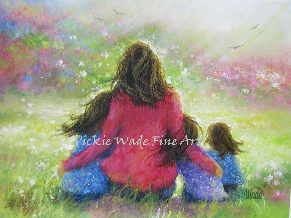 570x428 Mother And Three Daughters Art Print Three Girls Paintings - Three Girls Painting