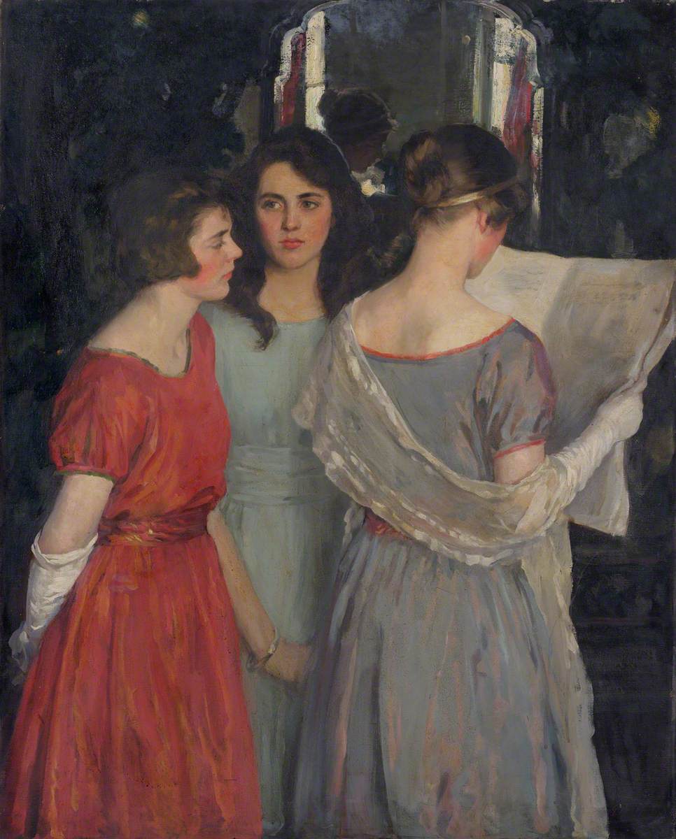 966x1200 Portrait Of Three Girls Reading Art Uk - Three Girls Painting