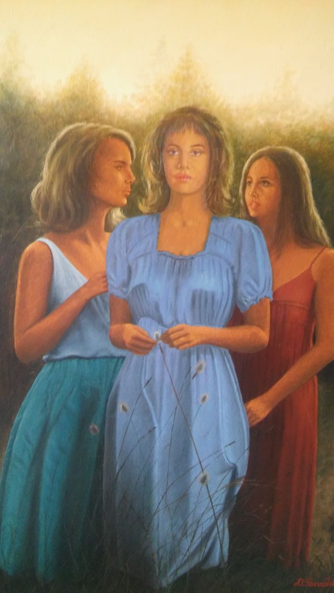 676x1200 The Three Girls (Dimitrios Gonalakis) - Three Girls Painting