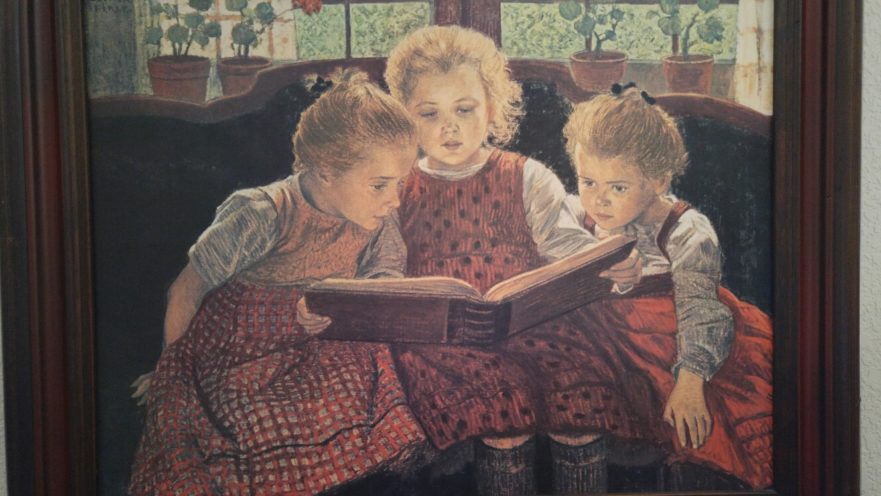 881x496 Three Girls Reading Painting Ann H. Gabhart - Three Girls Painting