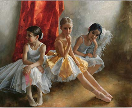 425x348 Vitalwalls Three Girls Painting (Western 134 45, Canvas Print, 45 - Three Girls Painting