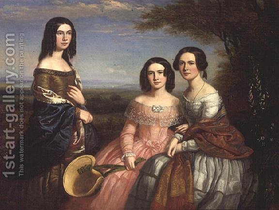 576x433 Group Portrait Of Three Girls In A Landscape William Bliss Baker - Three Girls Painting