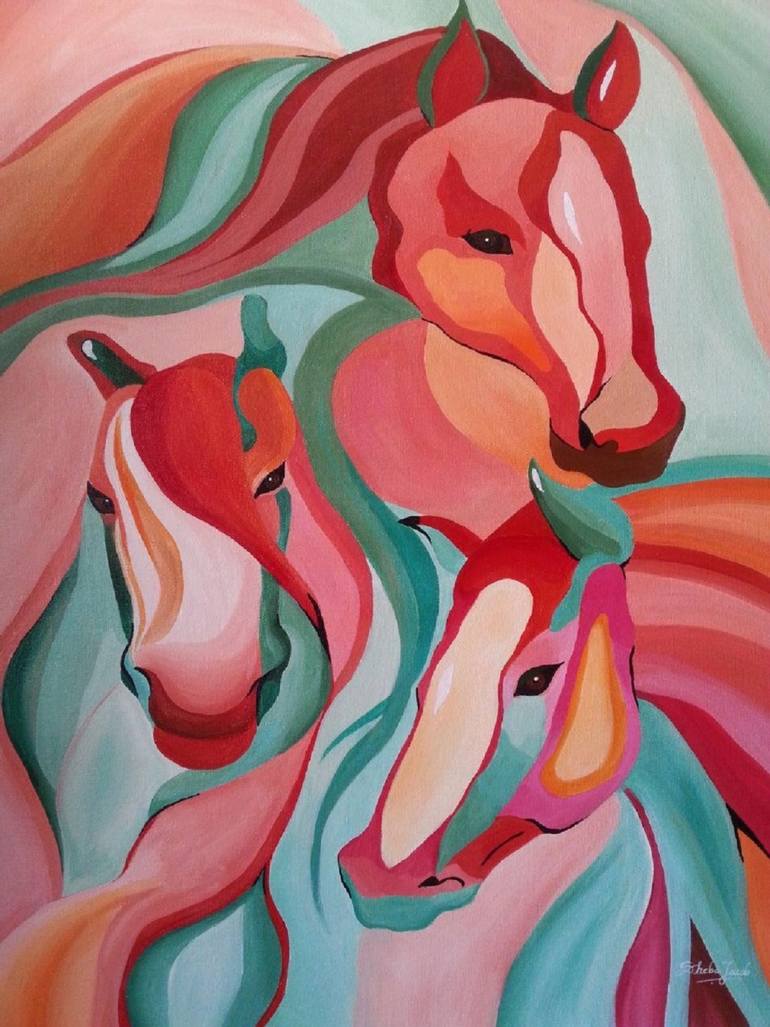 770x1027 Saatchi Art The Three Horses Painting By Sheba Jacob - Three Horses Painting