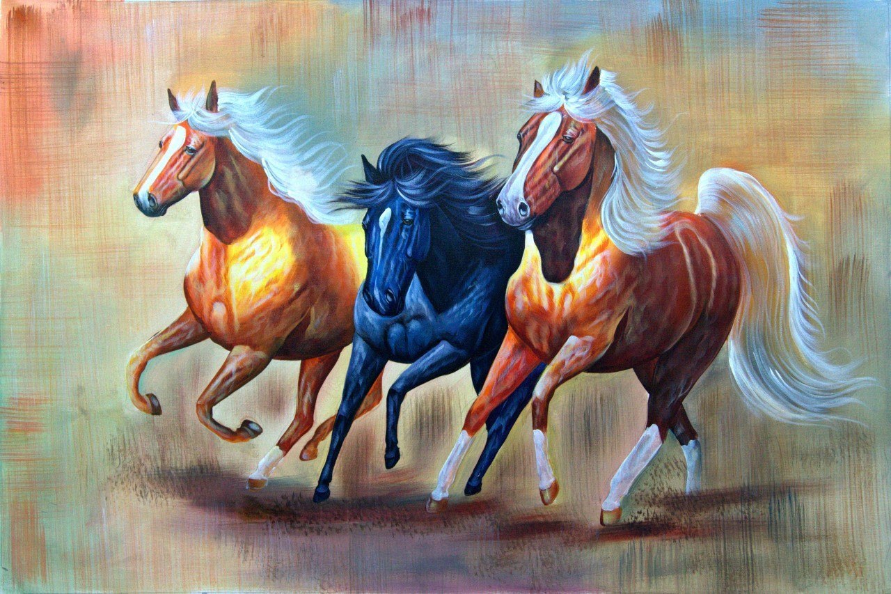 1280x853 Buy Horses Paintings Online In India - Three Horses Painting