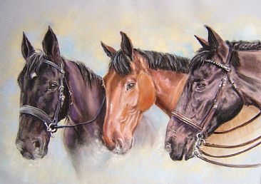 366x258 Three Horses - Three Horses Painting