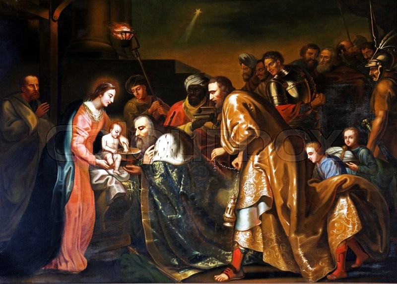 800x572 Holy Native Scene,three Kings Coming,oil Painting,unknown Author - Three Kings Painting