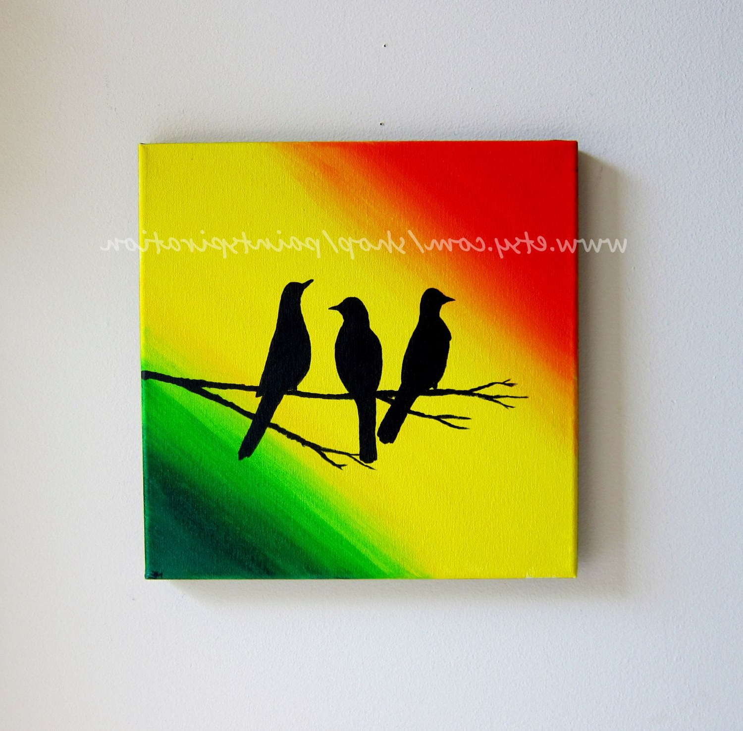 1500x1476 Three Little Birds Painting Custom Artwork Bob Marley Three Little - Three Little Birds Painting