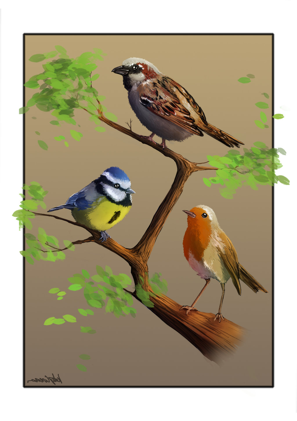1024x1453 Three Little Birds Painting Three Little Birdskovah - Three Little Birds Painting