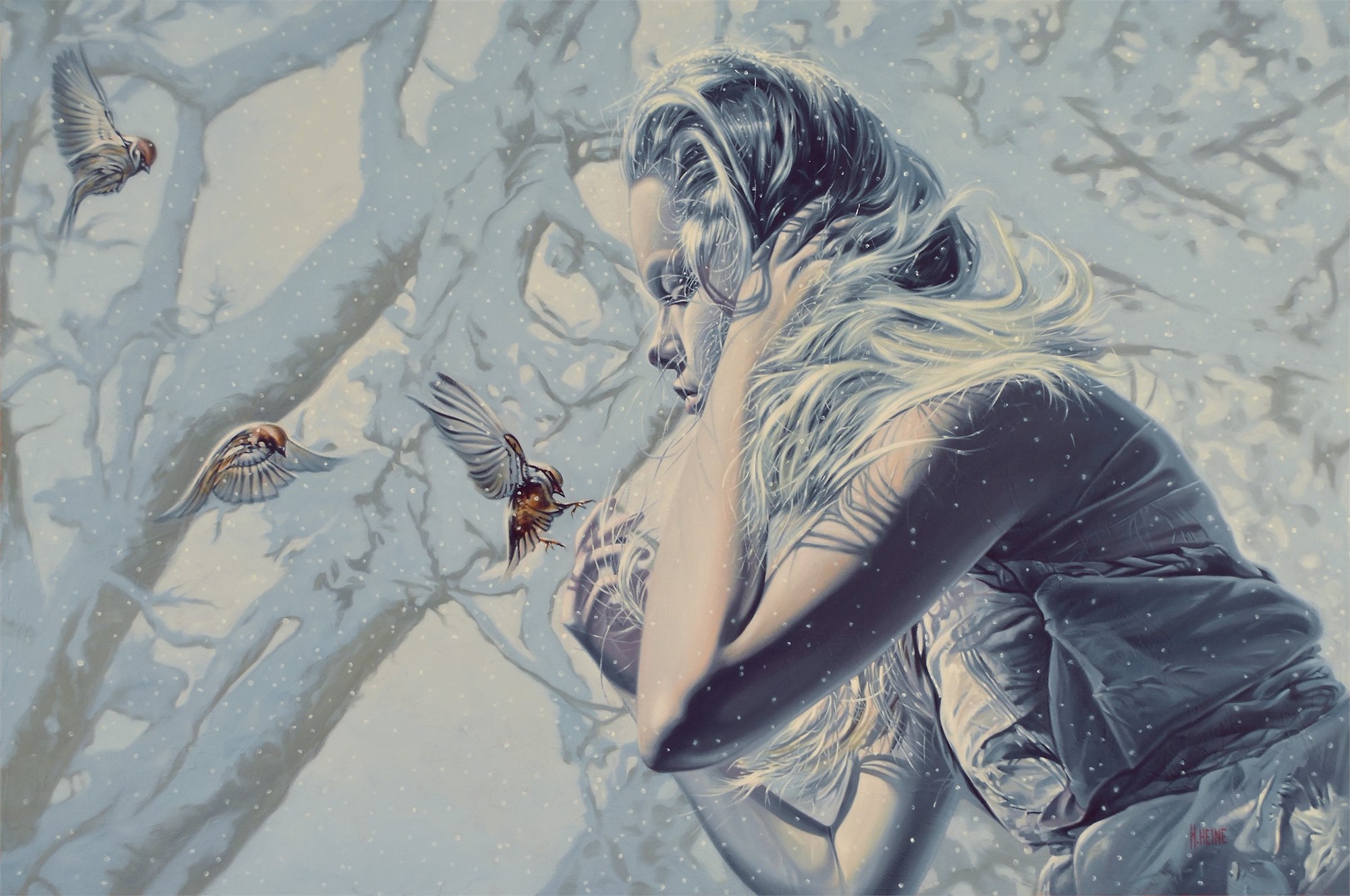 2000x1328 Three Little Birds By Mark Heine Artcloud - Three Little Birds Painting