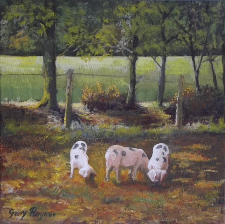 770x767 Saatchi Art Three Little Pigs Painting By Gary Rayner - Three Little Pigs Painting