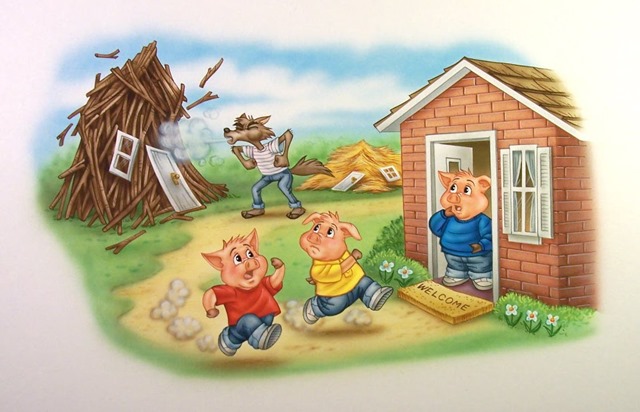 640x412 The Three Little Pigs A Short Devotional Thought. Peterpilt - Three Little Pigs Painting