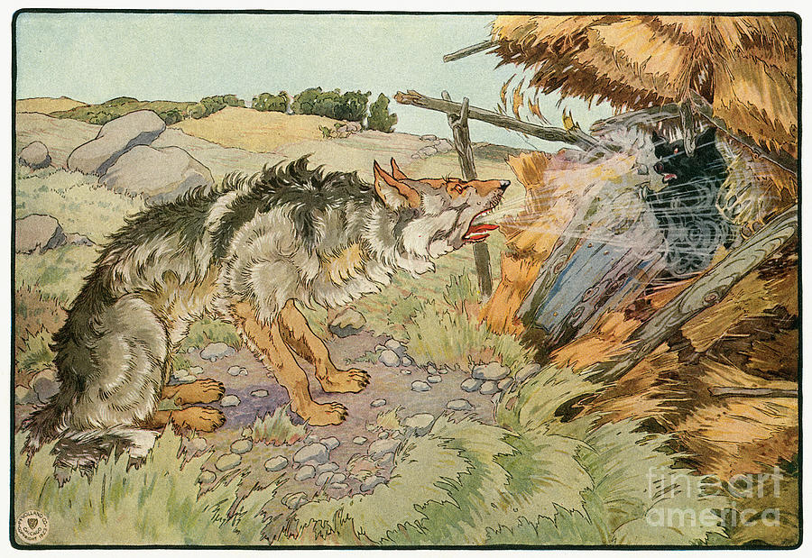 900x619 The Three Little Pigs Photograph By Granger - Three Little Pigs Painting