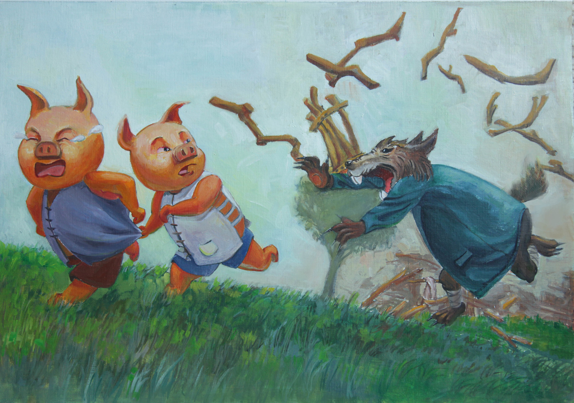 1920x1348 Yajing Li - Three Little Pigs Painting