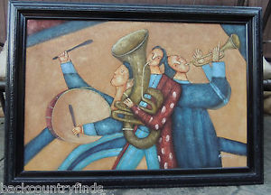 300x216 Painting R Carlos Three Musicians Original Textured Art Ebay - Three Musicians Painting