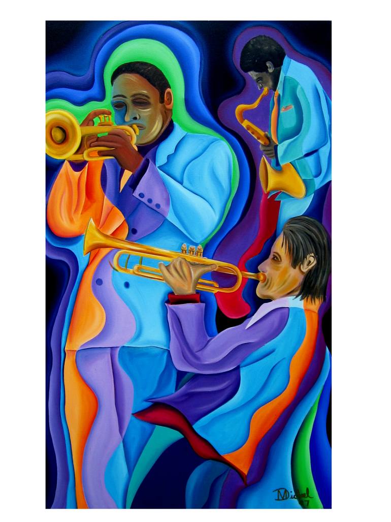 770x1027 Saatchi Art The Three Musicians Painting By Michael Debonis - Three Musicians Painting