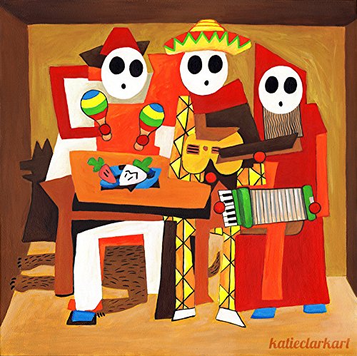 500x499 Three Mariachi Guys Art Print - Three Musicians Painting