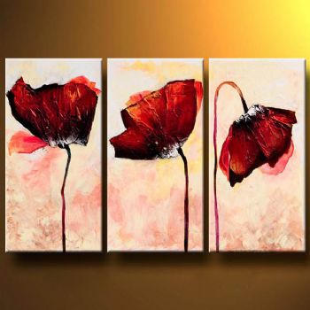 350x350 Three Red Dream Modern Canvas Art Wall Decor Floral Oil Painting - Three Painting
