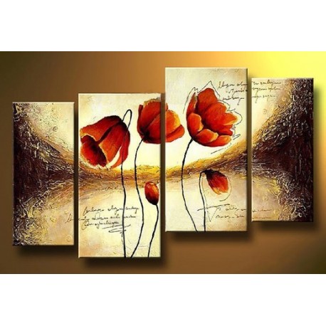 458x458 Three Red Flowers Oil Painting Reproductions - Three Painting
