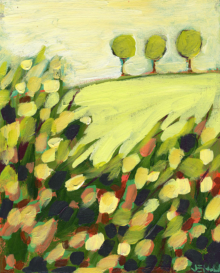726x900 Three Trees On A Hill Painting By Jennifer Lommers - Three Painting