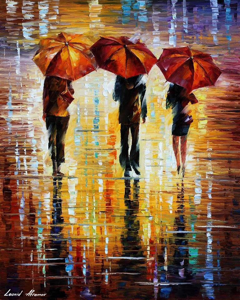 769x961 Umbrellas Palette Knife Oil Painting On Canvas By Leonid Afremov - Three Painting